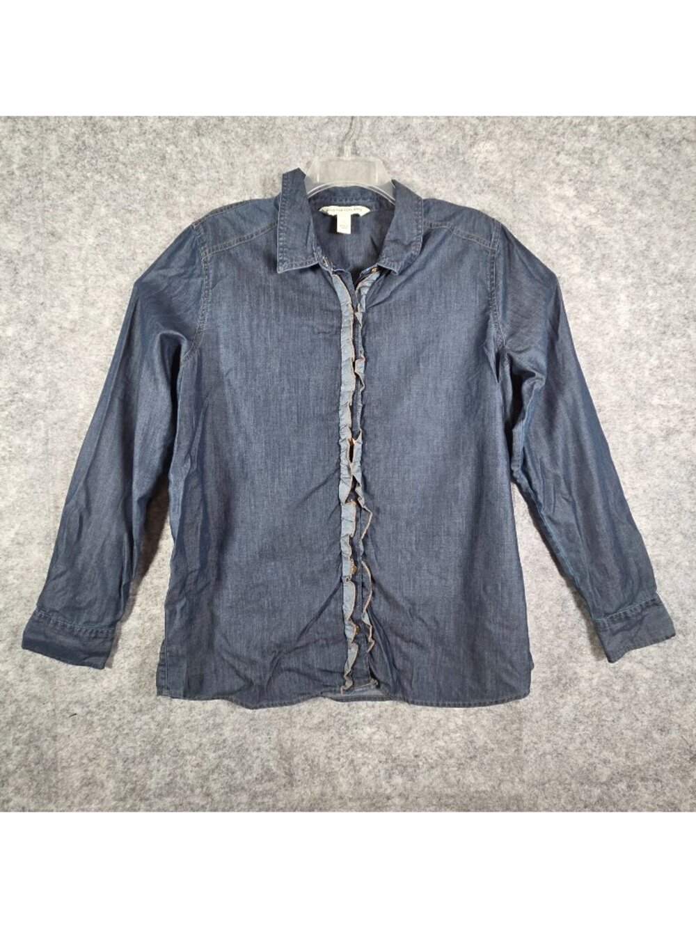 Jones NY Jeans Women's Long Sleeve Button Down Shirt Blue Size L